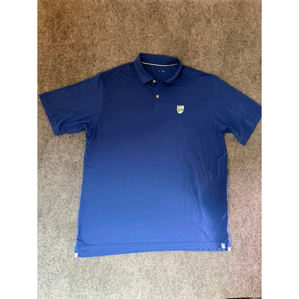 Peter Millar Summer Comfort Mens Blue Performance Golf Polo‎ Shirt Crest Logo L
